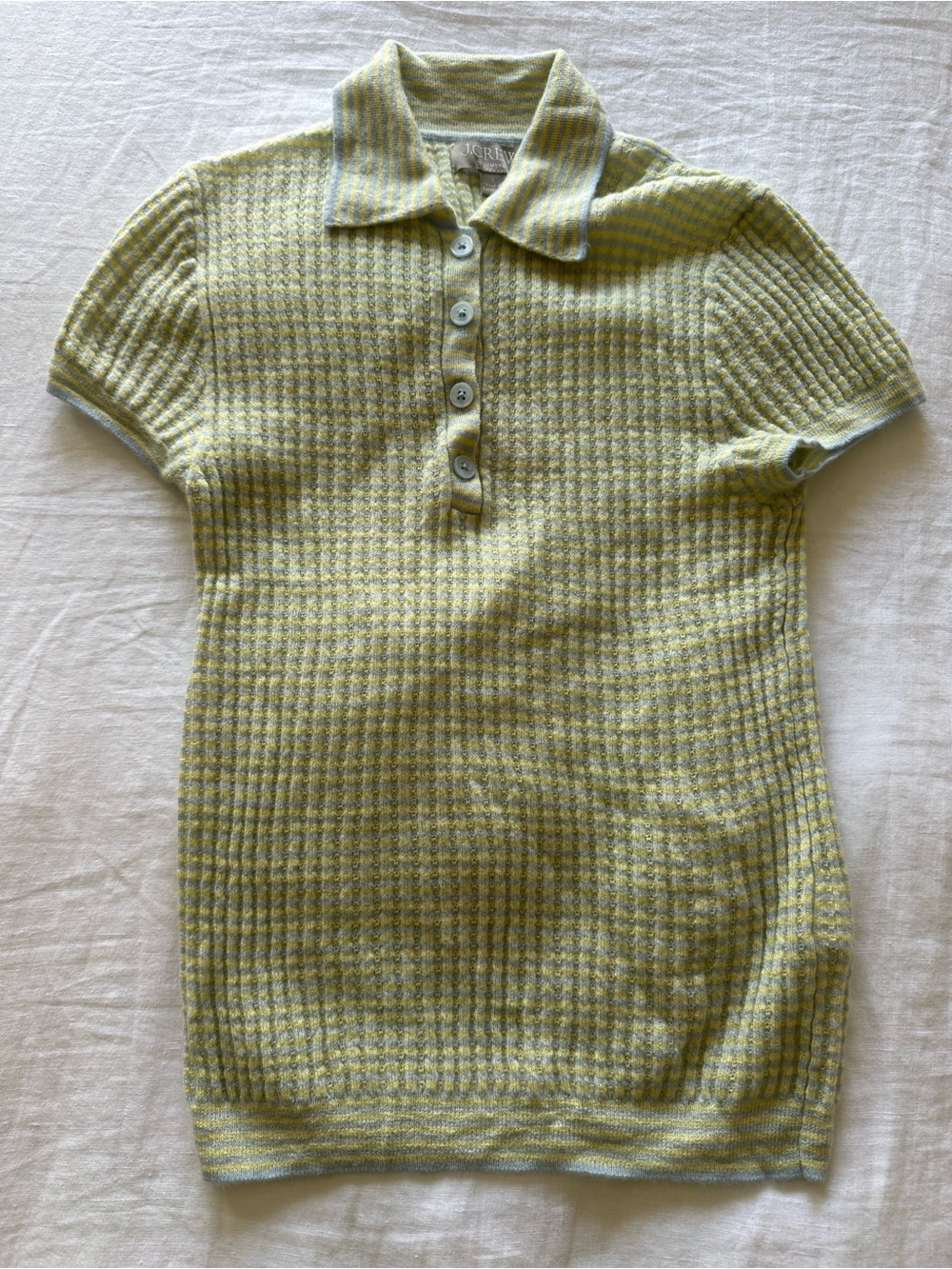 J. Crew Featherweight rubbed cashmere short-sleeve sweater polo